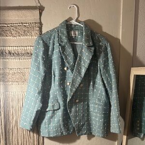 Dainty Jewells Teal Double-Breasted Blazer